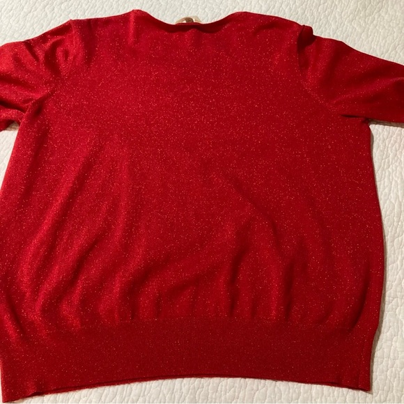 Terra & Sky Red Sparkly Sweater | Size 2X/20-22W | Rhinestone Collar | Holiday - Picture 9 of 15